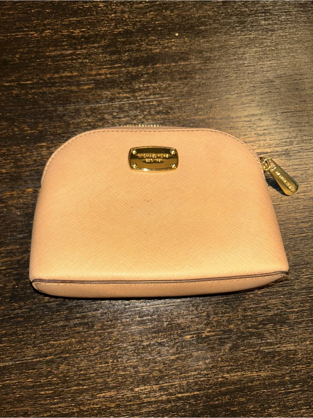 Michael Kors Blush Pink Saffiano Cosmetic Makeup Bag Travel Pouch Small